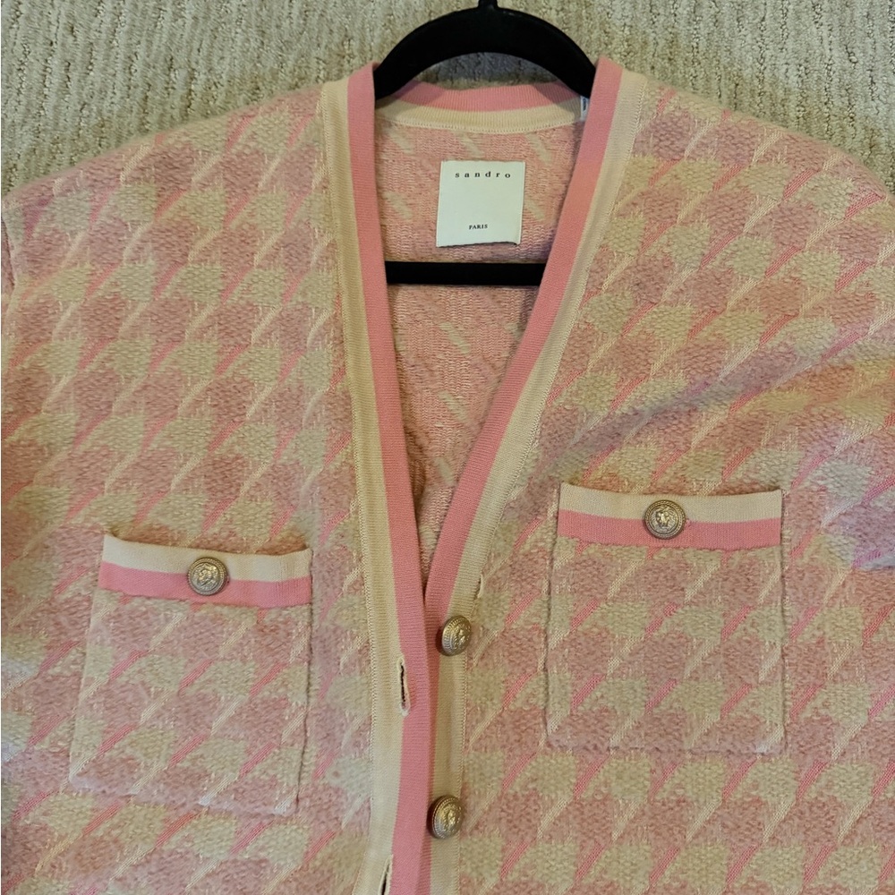 Sandro Pink and Cream Tweed Jacket & Skirt Set - Picture 2 of 6
